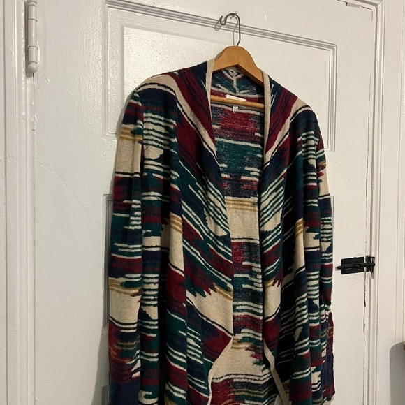 LUCKY Brand Aztec drape long line cardigan S - Picture 4 of 9